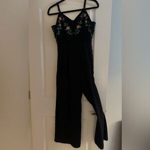 Jealous Tomato Black Floral Embroidered Jumpsuit